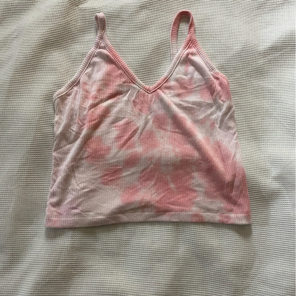 Pink and White Tie Dye SKATIE cropped tank